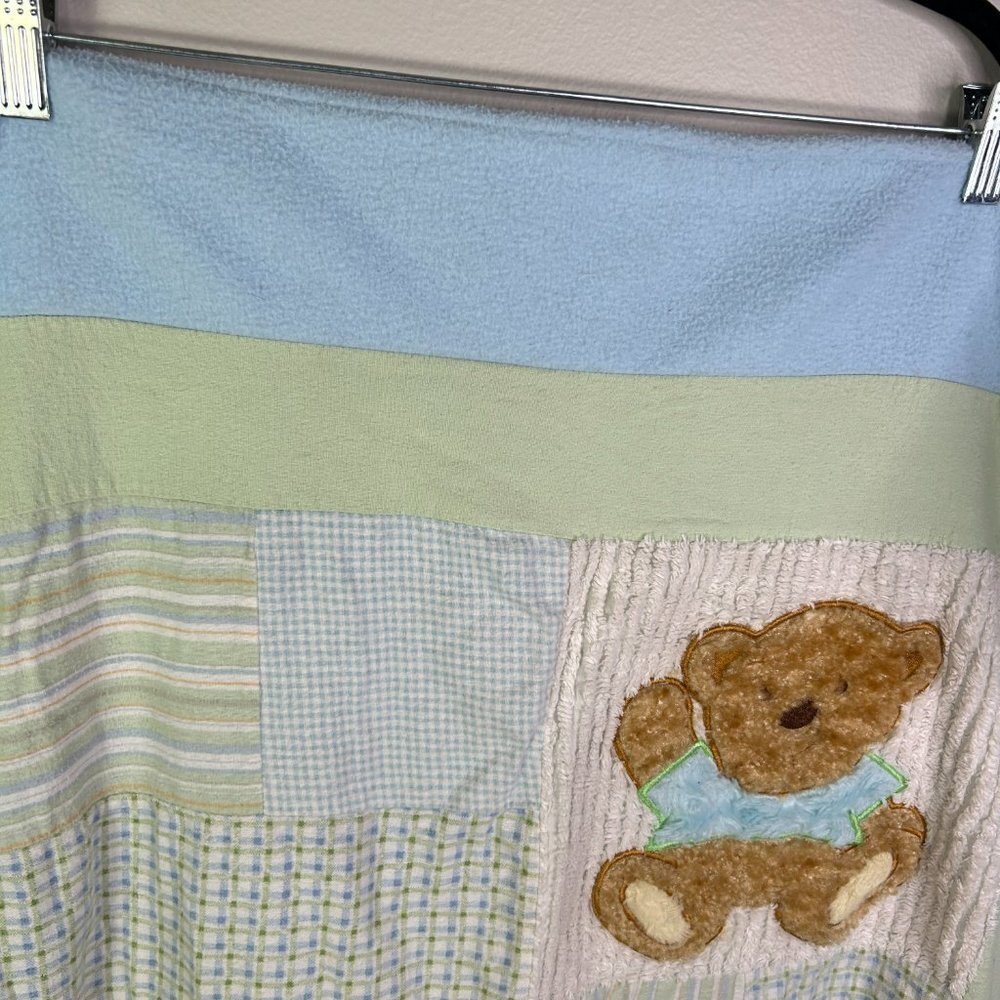 Bear Baby Blanket Blue/Green Size 41"x32" - Picture 5 of 6